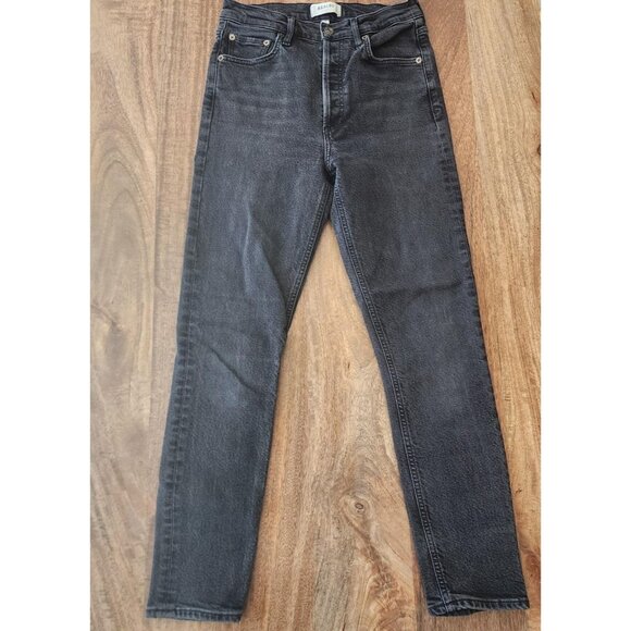 AGOLDE Jeans Womens 25 Black Nico High Rise Skinny Button Fly Organic A093-1286 - Picture 1 of 12